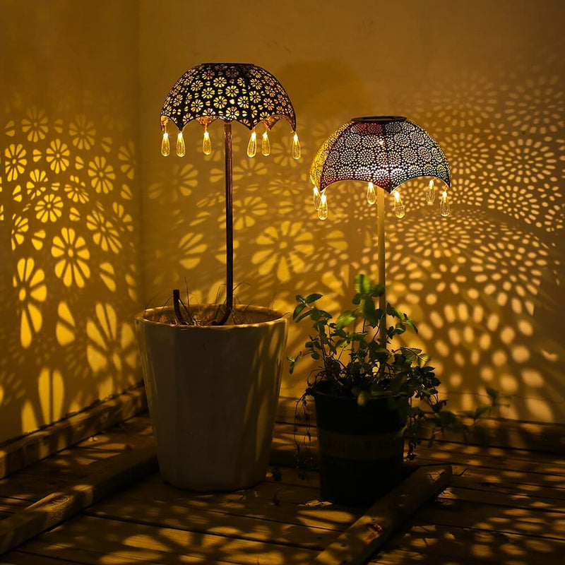 Solar-Gartenleuchte Luminella | Schirmform mit Perlendekor | Wetterfest & Automatisch | 51,5 cm hoch