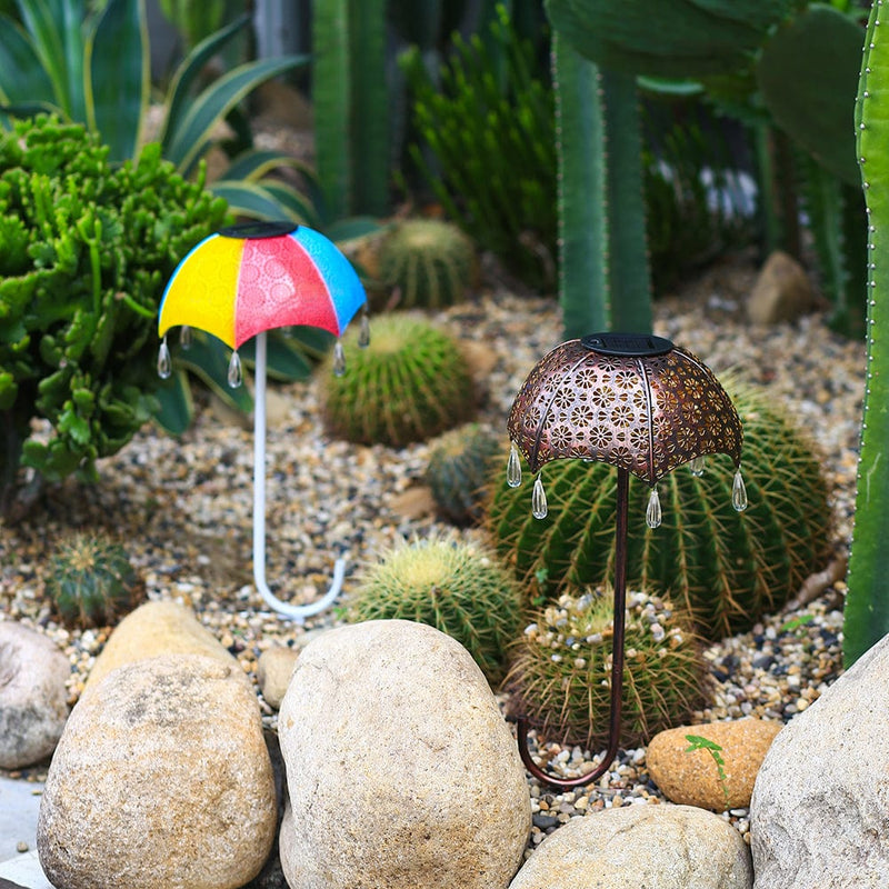 Solar-Gartenleuchte Luminella | Schirmform mit Perlendekor | Wetterfest & Automatisch | 51,5 cm hoch