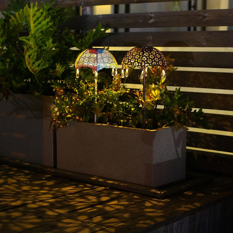 Solar-Gartenleuchte Luminella | Schirmform mit Perlendekor | Wetterfest & Automatisch | 51,5 cm hoch