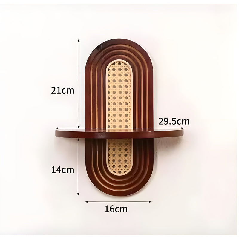 Wandregal Rattanova | Handgefertigt | Boho-Design in Bogenform | Khaki & Braun