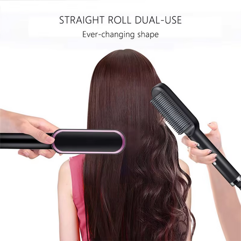 GLAMELIA Haarglättbürste Elektrisch | 5 Hitzestufen | In 20 Sek. einsatzbereit | Anti-Frizz & Reisesicher