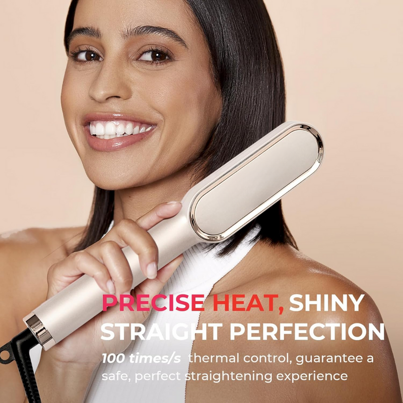 GLAMELIA Haarglättbürste Elektrisch | 5 Hitzestufen | In 20 Sek. einsatzbereit | Anti-Frizz & Reisesicher