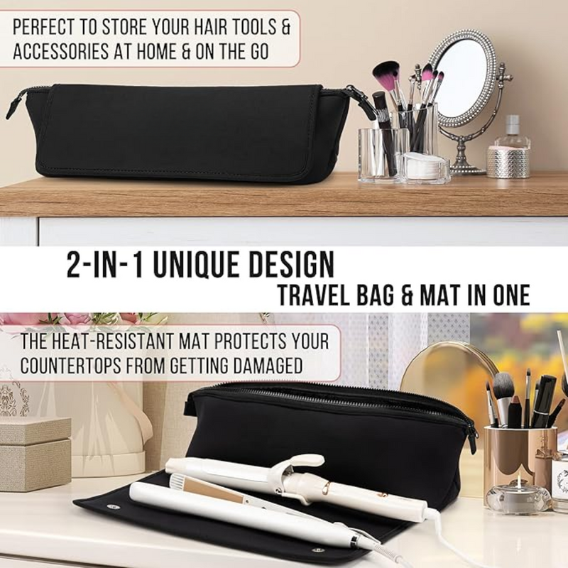 STYLEVOY Haartool-Tasche 2-in-1 | Hitzebeständige Matte & Reise-Etui | Organizer für Glätteisen & Lockenstab | Kompakt & Stylisch