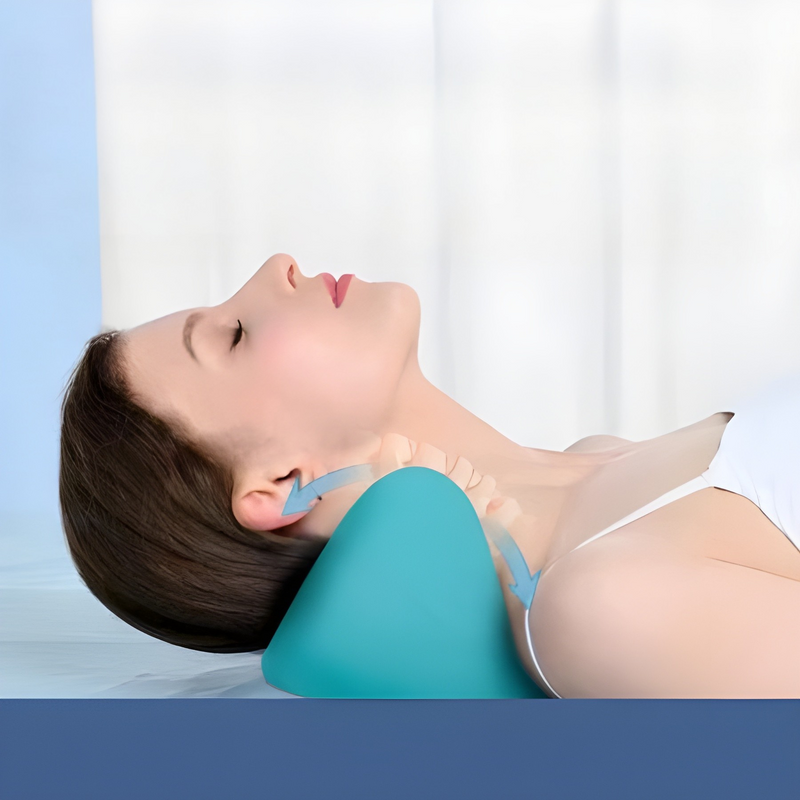 Ergonomisches Nackenstützkissen Relaxiva | Wärmefunktion | Tragbar & Vielseitig | Blau