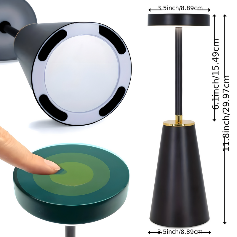 Lumorae Kabellose LED Tischlampe | Touch-Dimmung & USB-Betrieb | Modernes Design | Schwarz oder Weiß