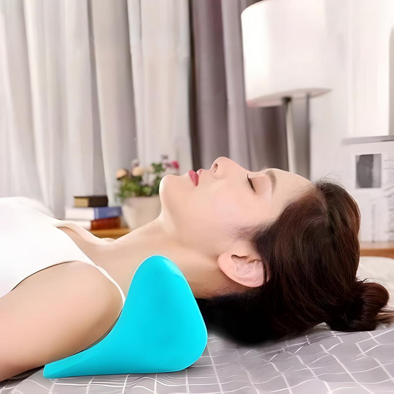 Ergonomisches Nackenstützkissen Relaxiva | Wärmefunktion | Tragbar & Vielseitig | Blau