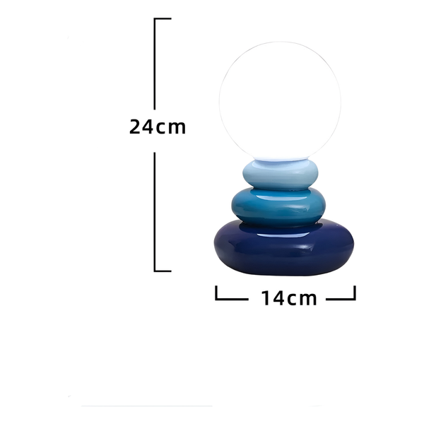 Nordiluva Tischlampe Kieselstein-Design | Skandinavischer Stil | LED-Licht | Keramik Blau | Zen-Ästhetik