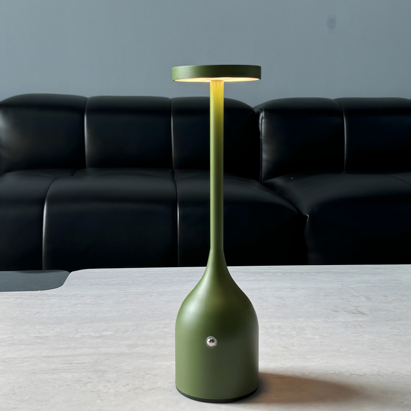 LumoVéa Kabellose Tischlampe LED | Touch-Dimmbar | 2000 mAh Akku | Modern & Tragbar | Schwarz/Weiß/Grün