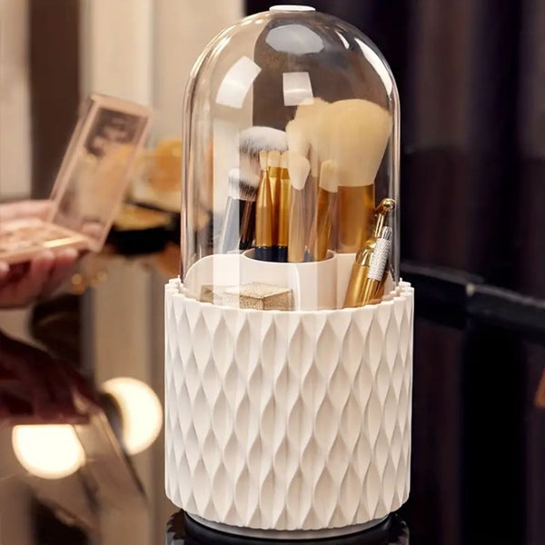 Make-up Organizer ClearTurn | 360° drehbar | Staubgeschützt & Stylisch | Mit Klarsichtdeckel
