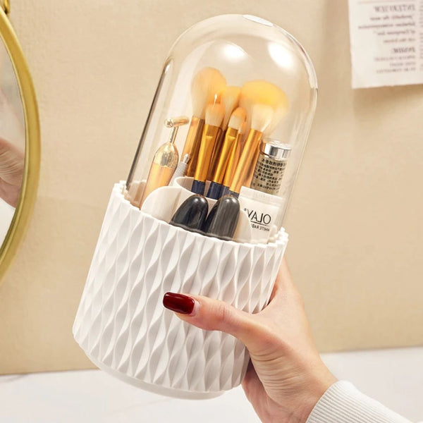 Make-up Organizer ClearTurn | 360° drehbar | Staubgeschützt & Stylisch | Mit Klarsichtdeckel