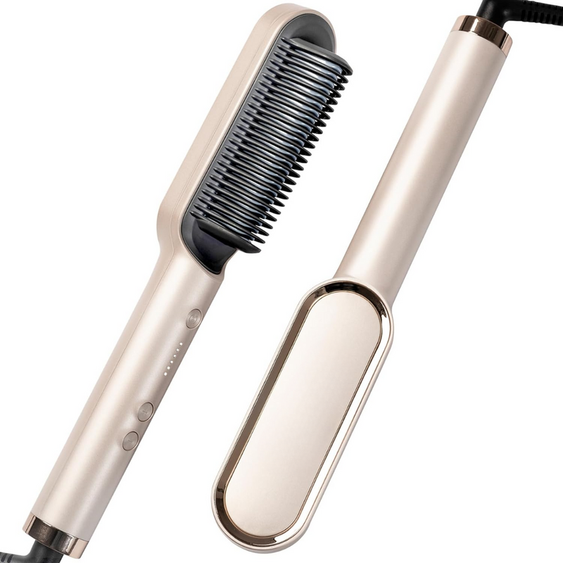 GLAMELIA Haarglättbürste Elektrisch | 5 Hitzestufen | In 20 Sek. einsatzbereit | Anti-Frizz & Reisesicher