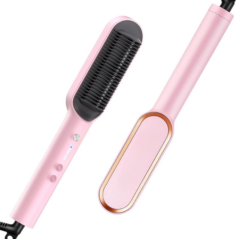 GLAMELIA Haarglättbürste Elektrisch | 5 Hitzestufen | In 20 Sek. einsatzbereit | Anti-Frizz & Reisesicher