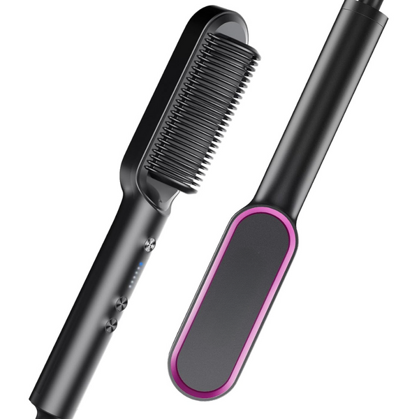 GLAMELIA Haarglättbürste Elektrisch | 5 Hitzestufen | In 20 Sek. einsatzbereit | Anti-Frizz & Reisesicher