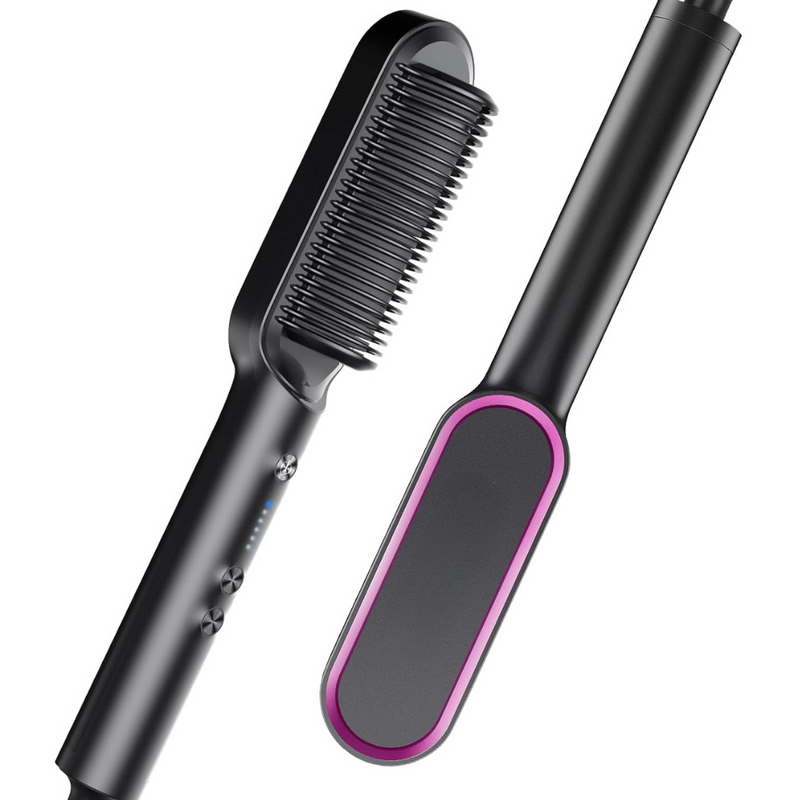 GLAMELIA Haarglättbürste Elektrisch | 5 Hitzestufen | In 20 Sek. einsatzbereit | Anti-Frizz & Reisesicher
