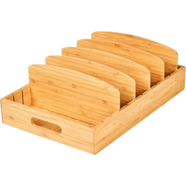 Lidello Bambus Deckel Organizer Küche | Verstellbare Fächer | Nachhaltig & Platzsparend | Bambus 30x28x9 cm