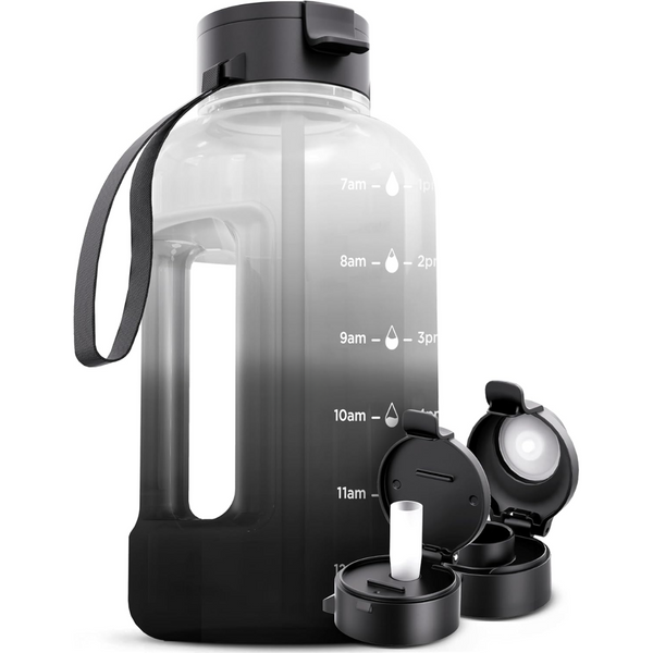 AquaTakt Trinkflasche 2L | Mit Zeitmarkierungen & Trinkhalm | BPA-frei & Auslaufsicher | Für Sport & Alltag