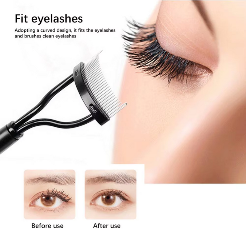 BelleCurve Wimpernkamm & Mascara-Bürstchen | Perfekte Definition | Klümpchenfrei | Mit Schutzkappe