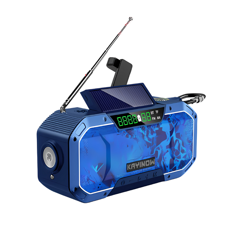 ResQwave Multi-Radio Notfallradio mit Kurbel & Solar | 5000–10000 mAh Powerbank | LED-Licht & SOS-Alarm | Kompakt & Robust