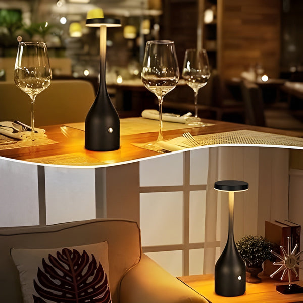 LumoVéa Kabellose Tischlampe LED | Touch-Dimmbar | 2000 mAh Akku | Modern & Tragbar | Schwarz/Weiß/Grün