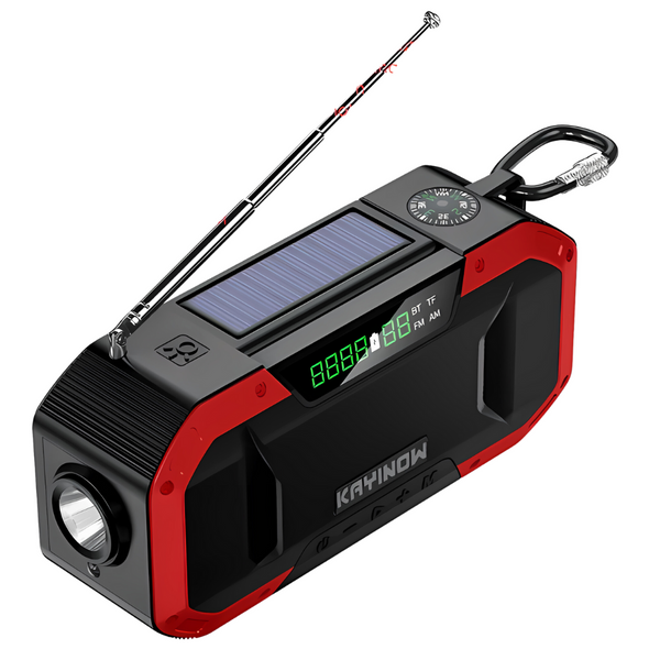 ResQwave Multi-Radio Notfallradio mit Kurbel & Solar | 5000–10000 mAh Powerbank | LED-Licht & SOS-Alarm | Kompakt & Robust