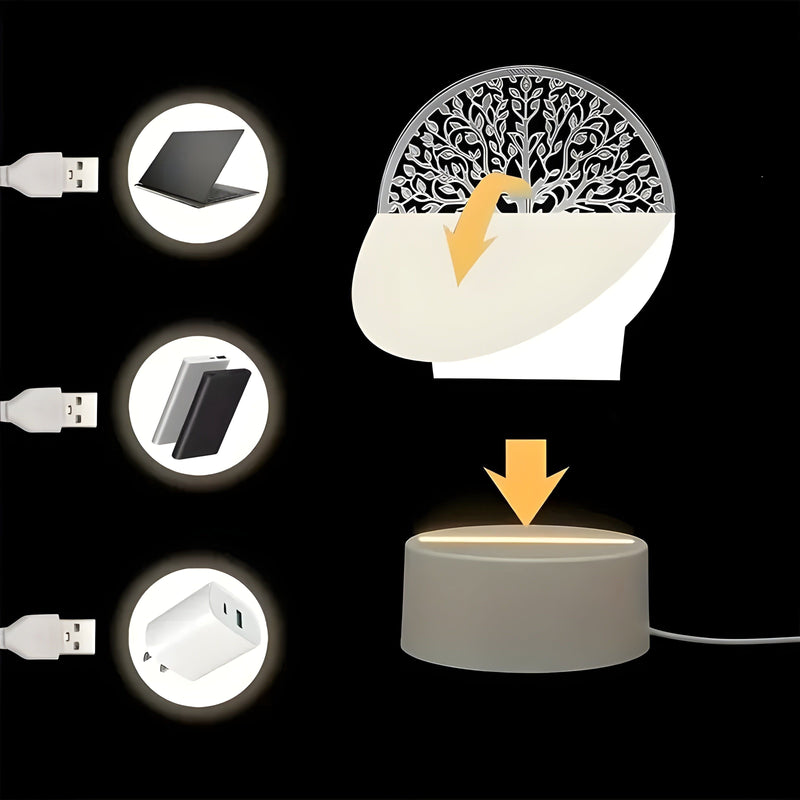 LichtAura 3D LED-Dekolampe | Farbwechsel & Warmlicht | USB & Batteriebetrieb | Acryl-Design | 3D-Effekt