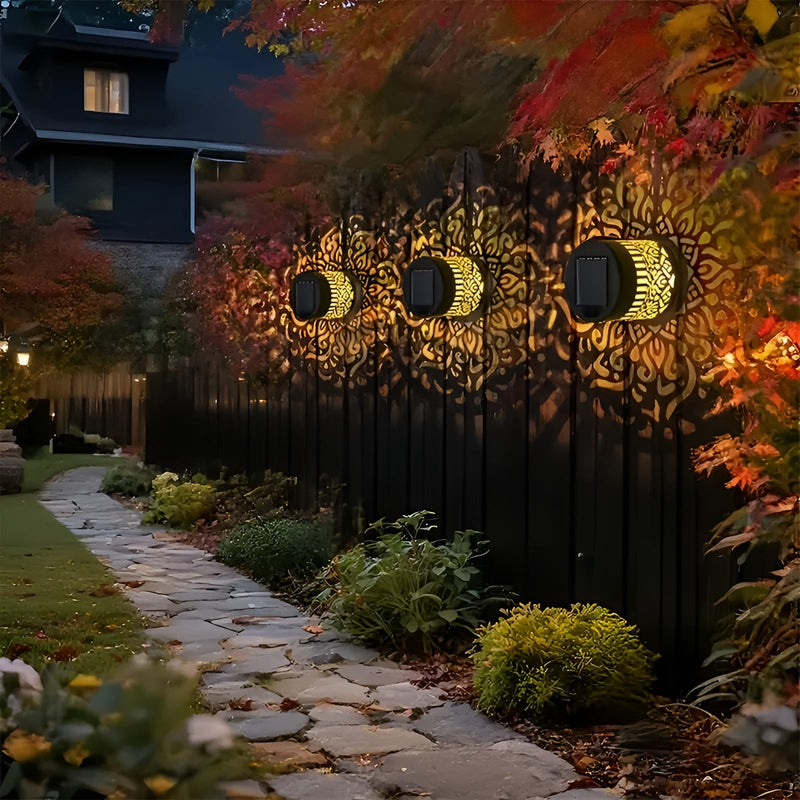Solavero Solar Wandleuchte | Warmweißes LED-Licht | IP65 Wetterfest | Modernes Cut-Out-Design