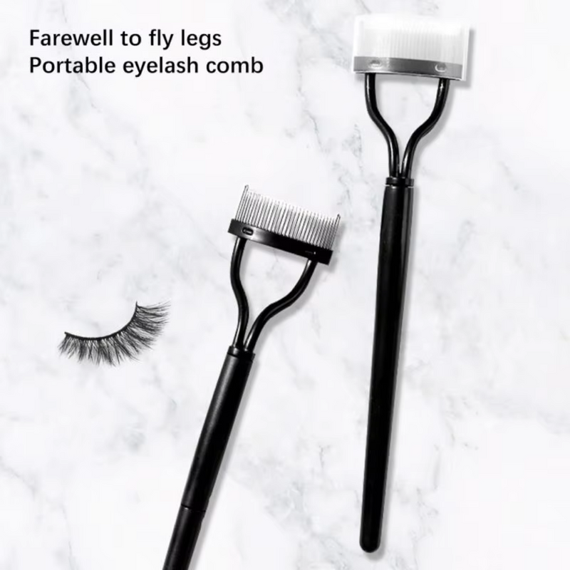 BelleCurve Wimpernkamm & Mascara-Bürstchen | Perfekte Definition | Klümpchenfrei | Mit Schutzkappe