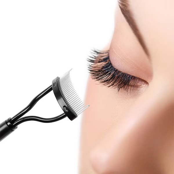 BelleCurve Wimpernkamm & Mascara-Bürstchen | Perfekte Definition | Klümpchenfrei | Mit Schutzkappe