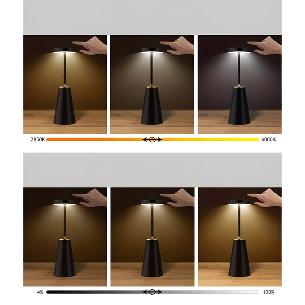 Lumorae Kabellose LED Tischlampe | Touch-Dimmung & USB-Betrieb | Modernes Design | Schwarz oder Weiß