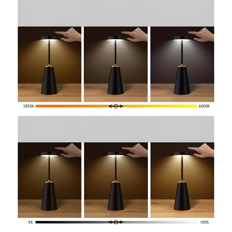 Lumorae Kabellose LED Tischlampe | Touch-Dimmung & USB-Betrieb | Modernes Design | Schwarz oder Weiß