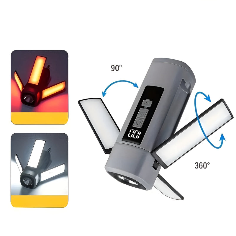Campurion LED Campinglampe | 360° Drehbar & USB-aufladbar | Faltbar & Wetterfest | Kompakt & Hell