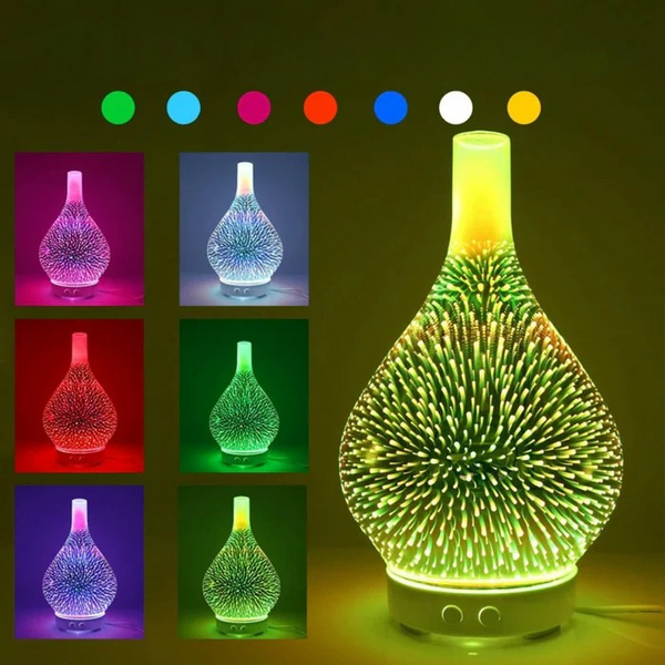 Vivalume Aromadiffusor mit LED | 3D-Glaseffekt & Ultraschallvernebelung | 500 ml Wassertank | Farbwechsel & Timer