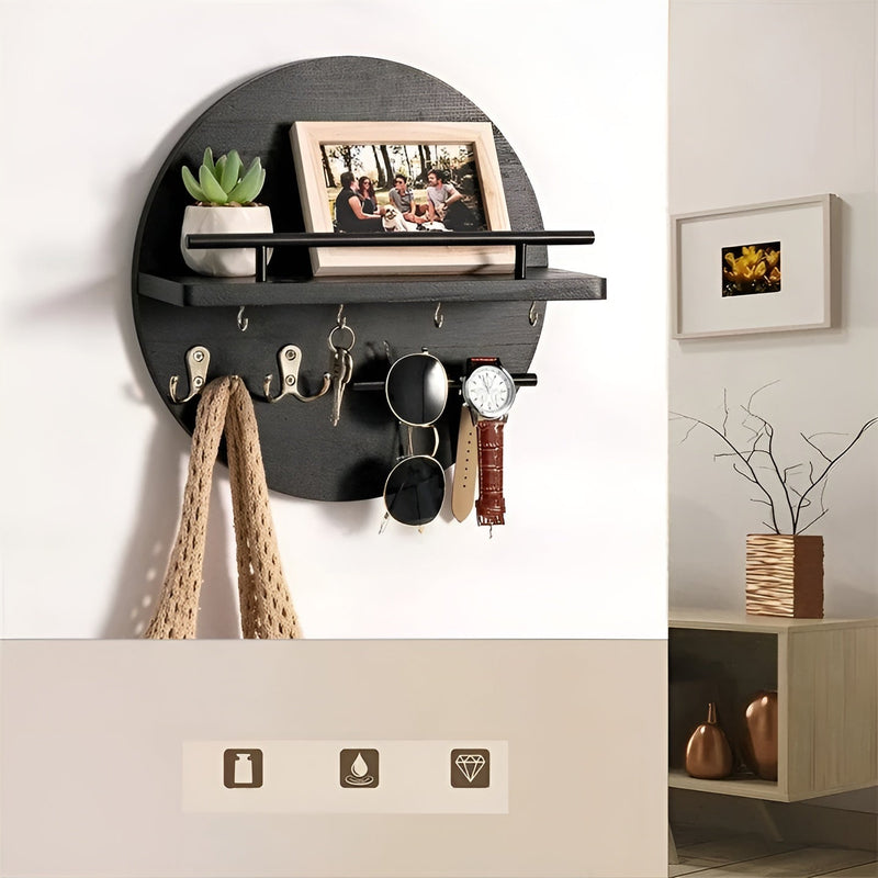 Wandgarderobe NordEdge | Massivholz & Metall | Mit Ablage & Hakenleiste | 100 cm Breite