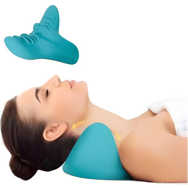 Ergonomisches Nackenstützkissen Relaxiva | Wärmefunktion | Tragbar & Vielseitig | Blau