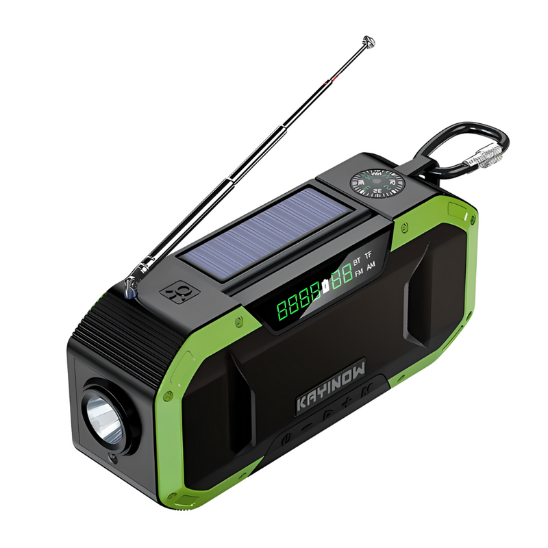 ResQwave Multi-Radio Notfallradio mit Kurbel & Solar | 5000–10000 mAh Powerbank | LED-Licht & SOS-Alarm | Kompakt & Robust