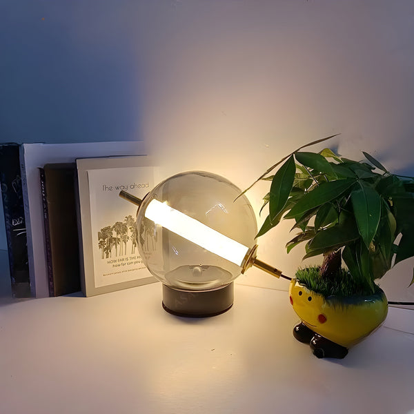 Luméroa Glaskugel Tischlampe | Retro Design | Warmes LED-Licht | Glas & Eisen | Ø 20 cm