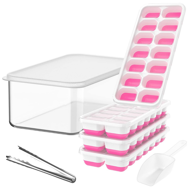 FROSTIFY Eiswürfelformen Silikon 4er Set | Stapelbar mit Aufbewahrungsbox | Flexibel & Platzsparend | Für Cocktails & Getränke