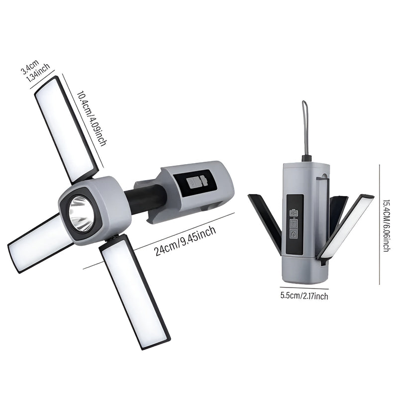 Campurion LED Campinglampe | 360° Drehbar & USB-aufladbar | Faltbar & Wetterfest | Kompakt & Hell