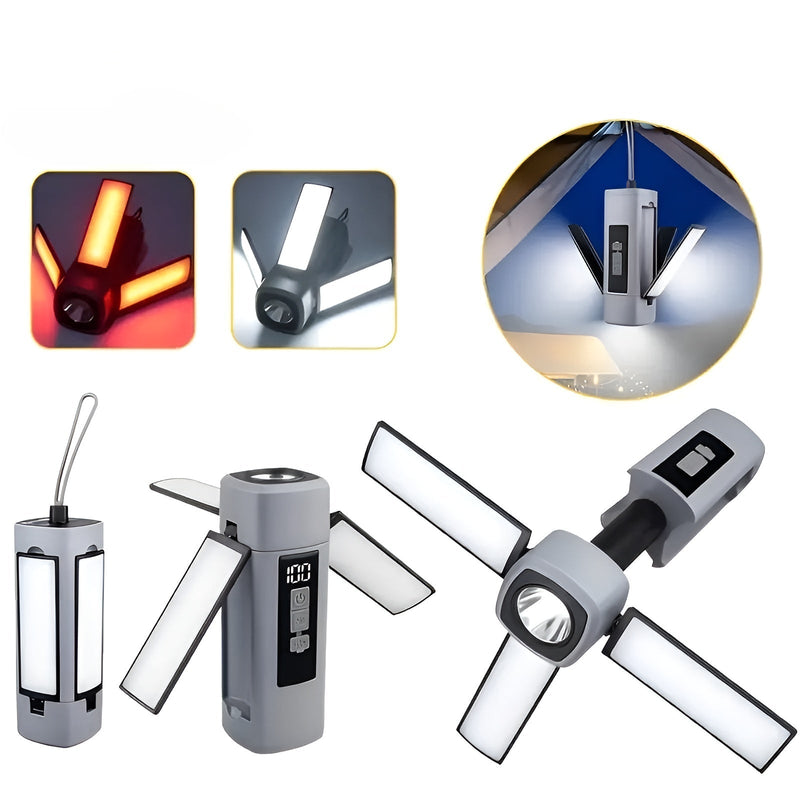 Campurion LED Campinglampe | 360° Drehbar & USB-aufladbar | Faltbar & Wetterfest | Kompakt & Hell