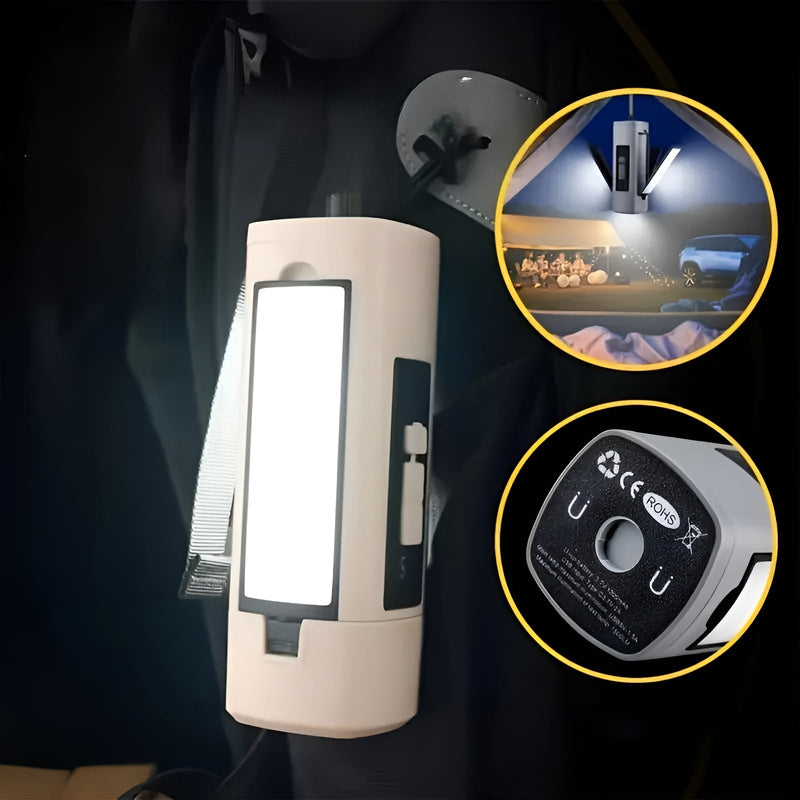 Campurion LED Campinglampe | 360° Drehbar & USB-aufladbar | Faltbar & Wetterfest | Kompakt & Hell