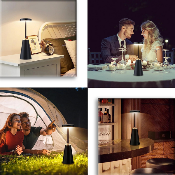 Lumorae Kabellose LED Tischlampe | Touch-Dimmung & USB-Betrieb | Modernes Design | Schwarz oder Weiß