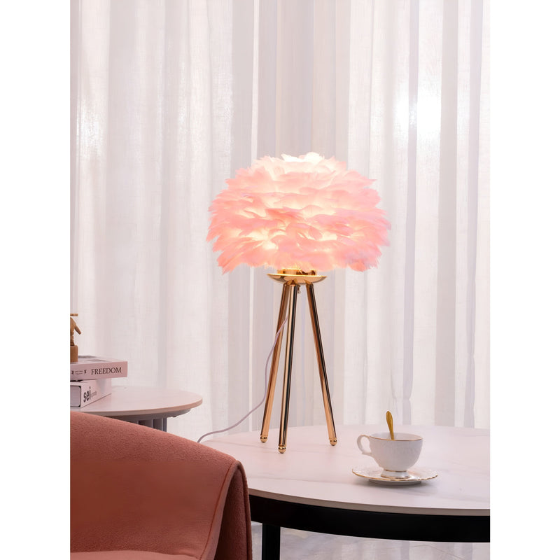 Plumalux Tischlampe mit Gänsefedern | Dimmbar & Elegant | Warmes Licht & Luxuriöses Design