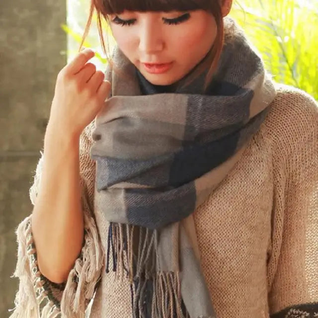 Nordiva Winter Schal | Kariertes Design | Weiches Imitat-Kaschmir | 180 cm