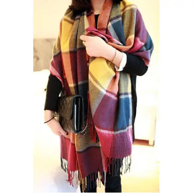 Nordiva Winter Schal | Kariertes Design | Weiches Imitat-Kaschmir | 180 cm