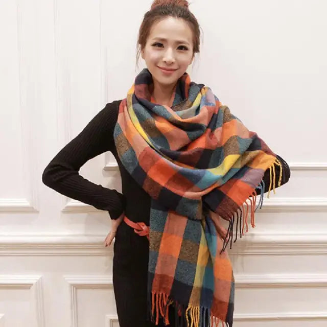Nordiva Winter Schal | Kariertes Design | Weiches Imitat-Kaschmir | 180 cm