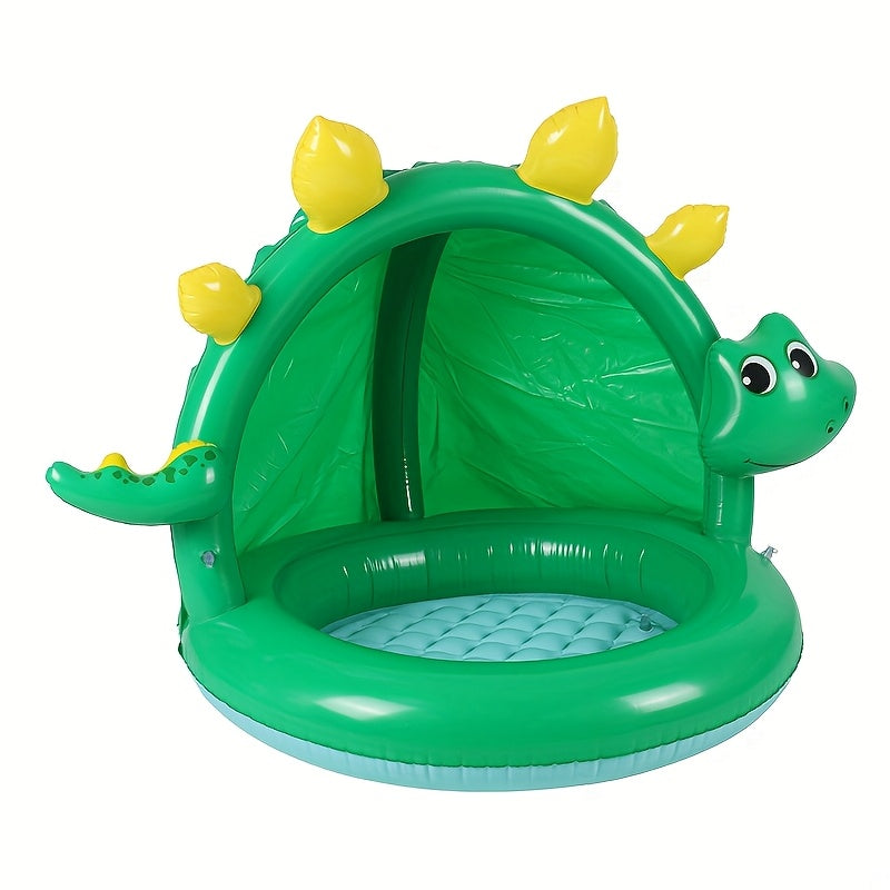 Aufblasbares Dino Planschbecken CoolaSaur | Mit Sonnendach | Kindersicher & Tragbar | Für Garten & Strand