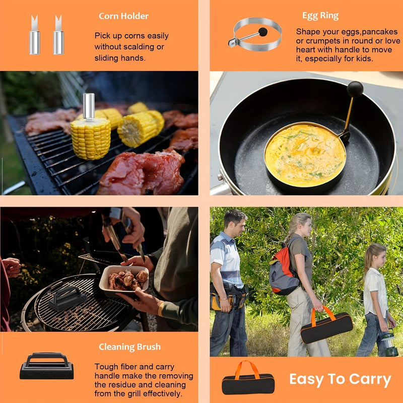 GrillMeisterPro BBQ Grillset 20-teilig | Komplettes Zubehörset | Rostfreier Edelstahl | Für Innen & Außen