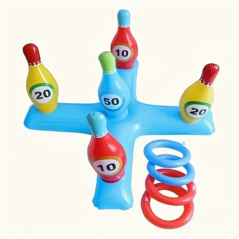 Aufblasbares Wasser-Bowlingset SplashStrike | Bunte Kegel mit Nummern | Für Pool & Strand | Leicht & Tragbar