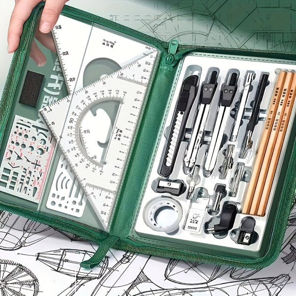 Zeichenwerkzeug-Set ProLinea | Edelstahl | Präzise Geometriewerkzeuge | Für Studium & Technik