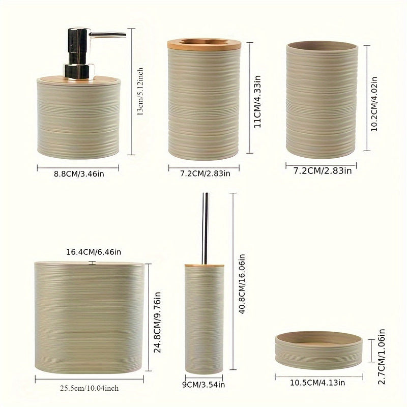 Badaccessoire-Set BAMNOVA | 6-teilig | Mit Bambusdeckeln | Modern & Natürlich